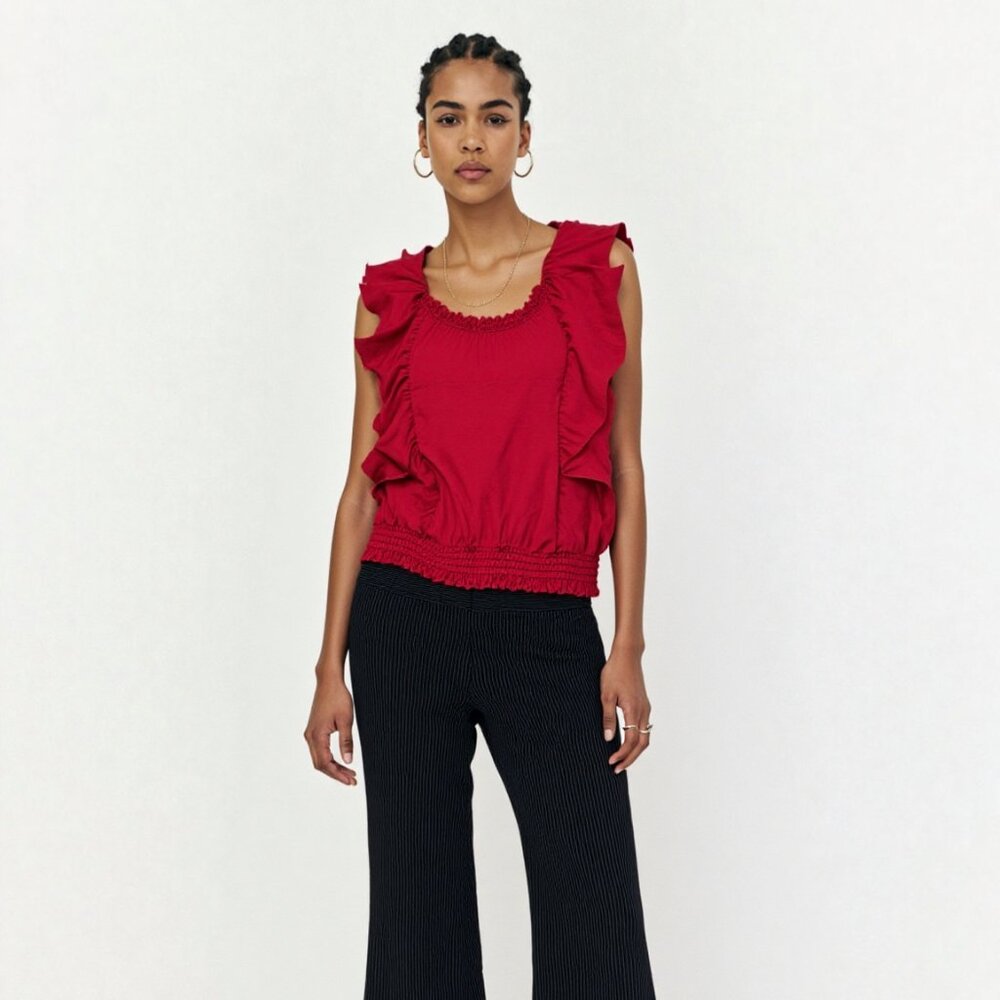 STYLE BUNDLE: FOREVER 21 Trousers + EXPRESS Red Blouse, Size 1/XS (BB1317B)